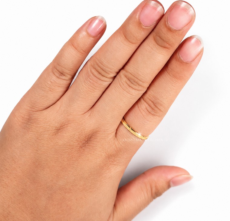 Merchant9 Cincin Emas Belah Rotan Linea Chic (Matte) L:0.2CM
