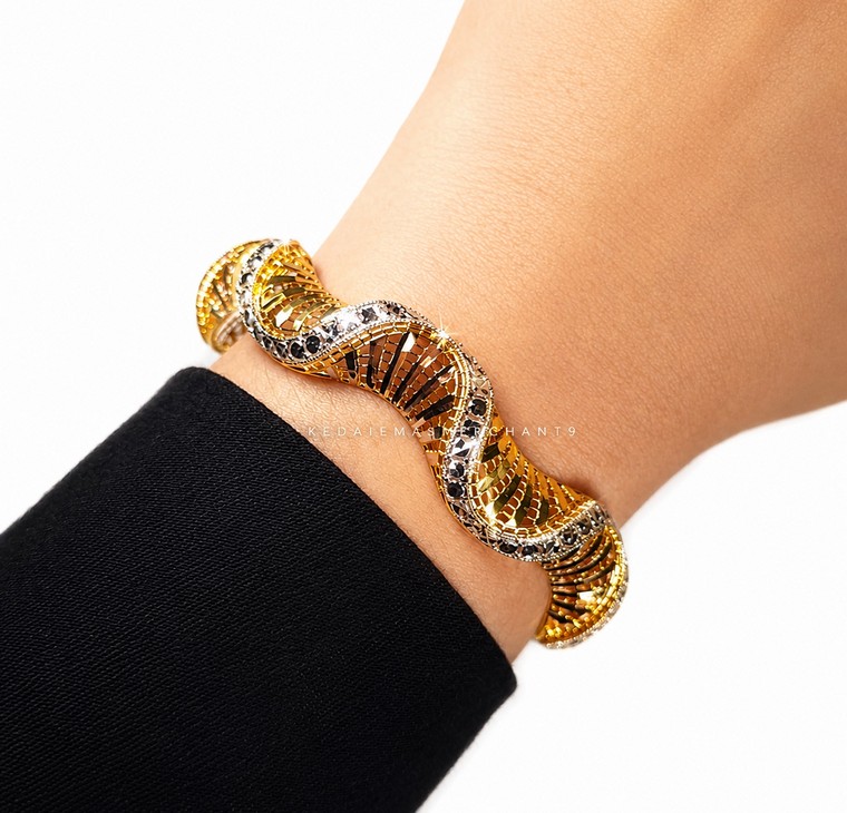 Merchant9 Gelang Wave Diamond Cut Kerawang 3C L:1CM