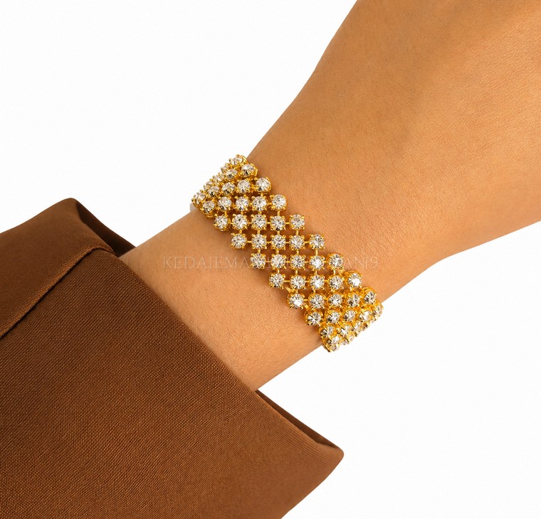 Merchant9 Rantai Tangan Louise Diamond Cut 3 Layer L:1.3CM (KLIP PETAK)