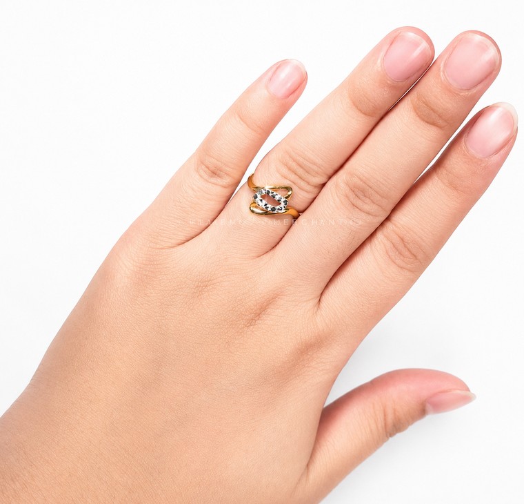 Merchant9 Cincin Emas Wave Leaflet Diamond Cut 2C
