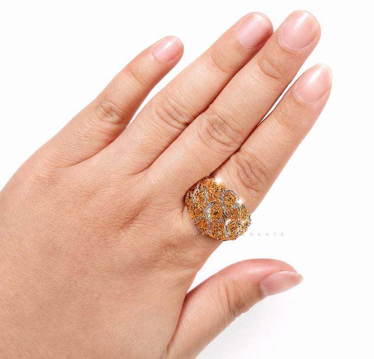 Merchant9 Cincin Emas Lintah Infinity Kerawang 2C L:1.7CM
