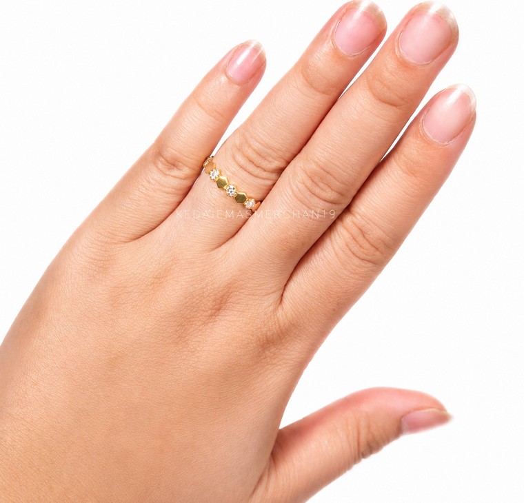 Merchant9 Cincin Emas Honeycomb Diamond Cut L:0.35CM