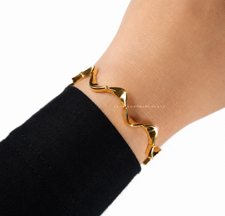 Merchant9 Rantai Tangan Wave Polish L:0.4CM