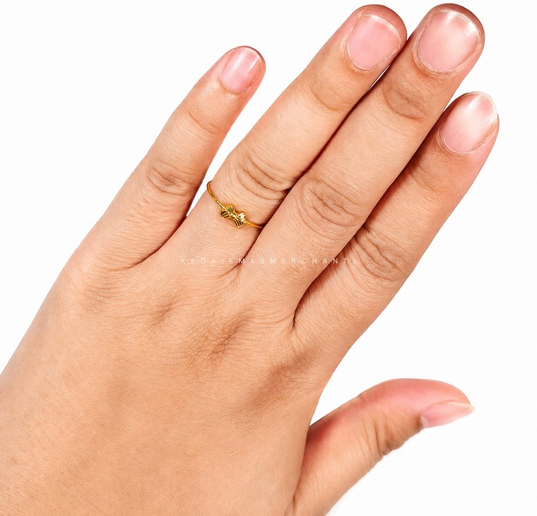Merchant9 Cincin Emas Ribbon Pintal Minimalist L:0.4CM