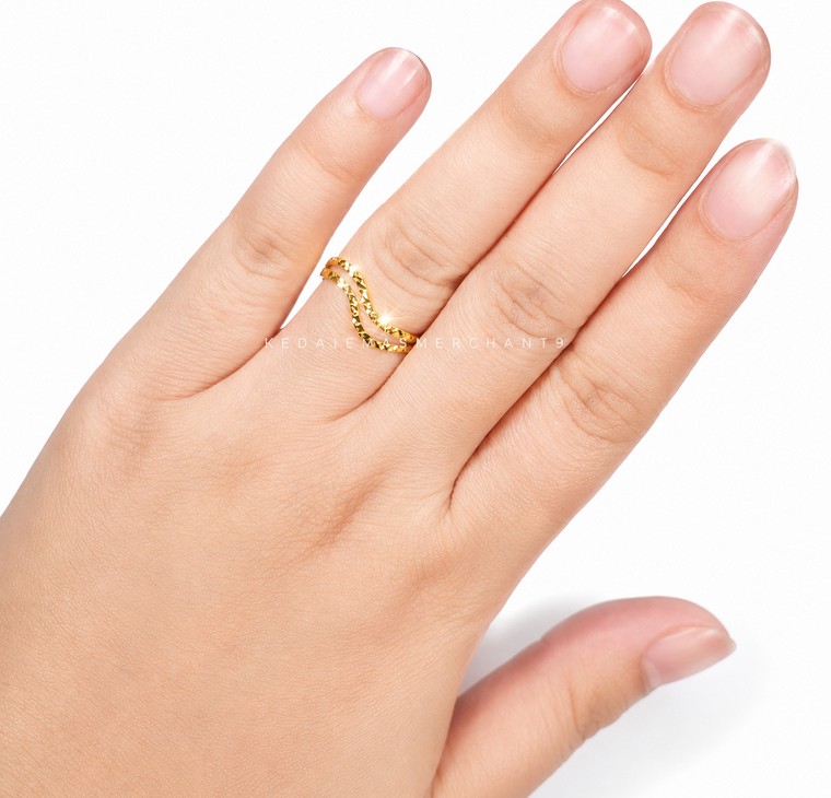 Merchant9 Cincin Emas Wave Dimensi 2 Layer