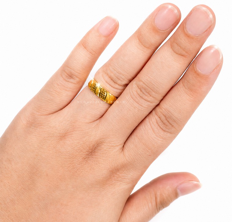 Merchant9 Cincin Emas Belah Rotan Wave Scale Padu L:0.5CM