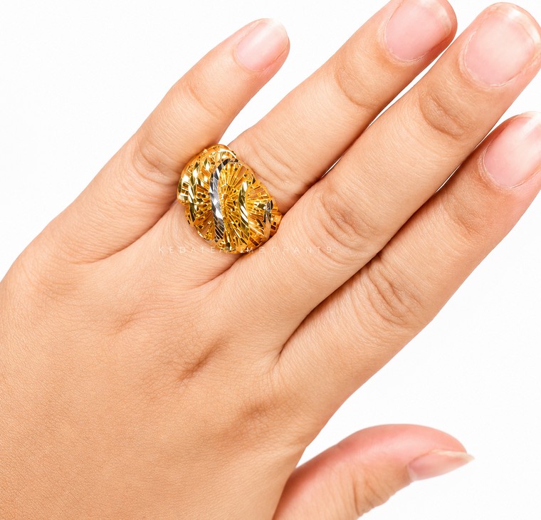 Merchant9 Cincin Emas Lintah Wave Kerawang 2C L:1.6CM