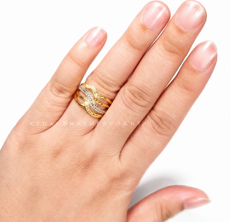 Merchant9 Cincin Emas Belt Silang Diamond Cut 2C L:1.2CM