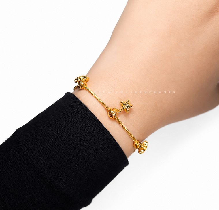 Merchant9 Rantai Tangan Mesin Box Gantung Love Star Kerawang L:0.15CM