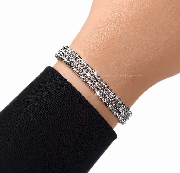 Merchant9 Gelang Oval Boba Italian 3 Layer Chrome L:0.85CM