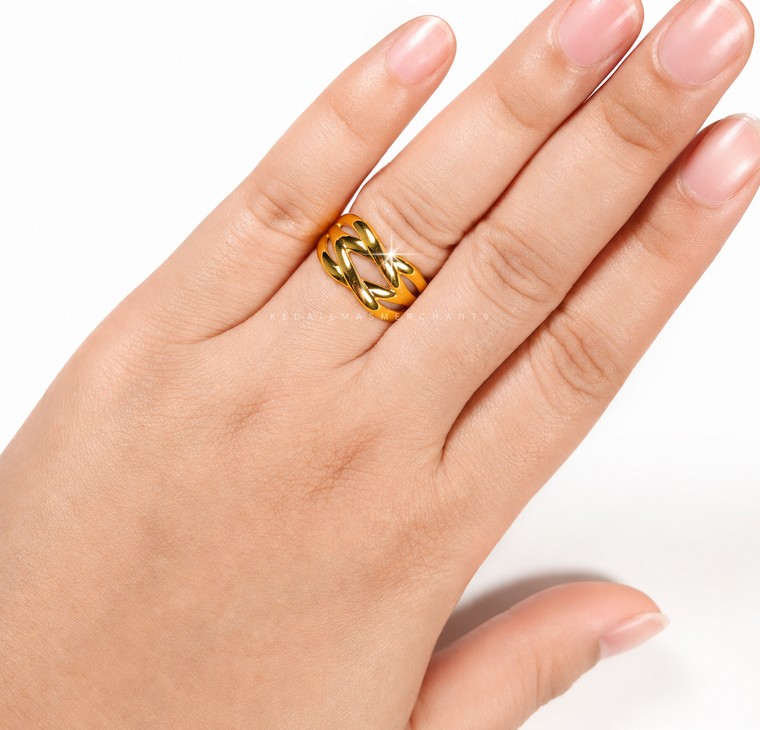 Merchant9 Cincin Emas Infinity Silang 2 Layer Polish L:1CM