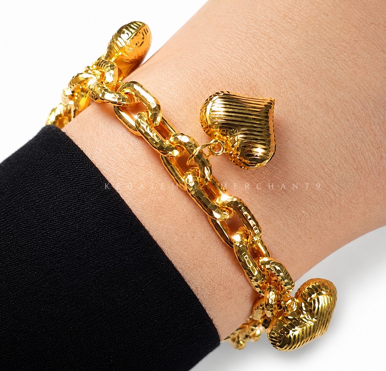 Merchant9 Rantai Tangan Sauh Dimensi Gantung Love Stripe L:0.8CM