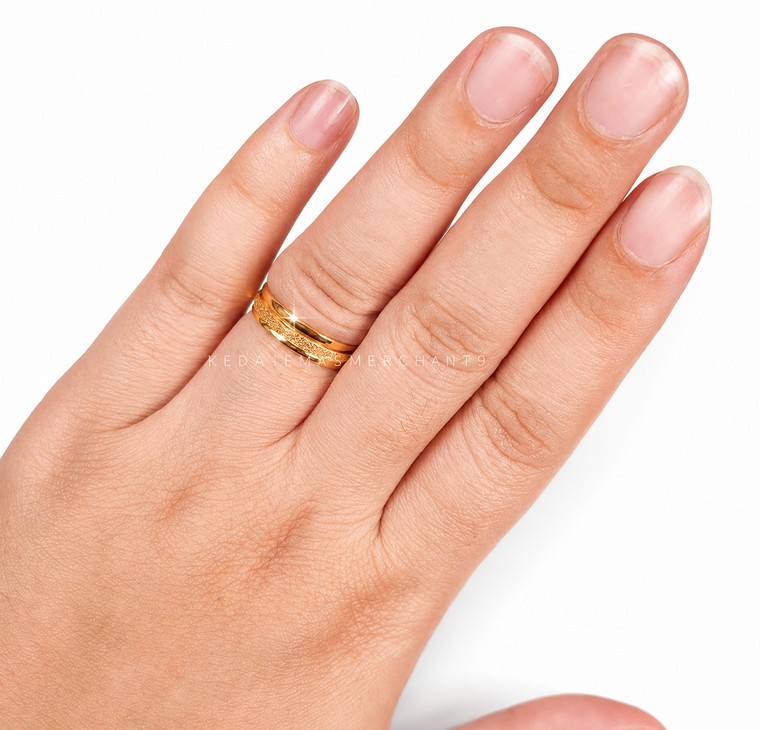Merchant9 Cincin Emas Belah Rotan Line Pasir Mosaic L:0.5CM