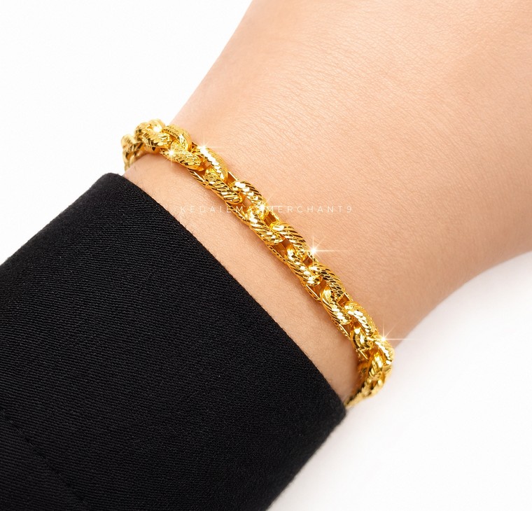 Merchant9 Rantai Tangan Sauh Dimensi Love Gantung L:0.45CM