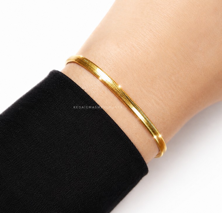 Merchant9 Rantai Tangan Snake Skin Polish L:0.3CM