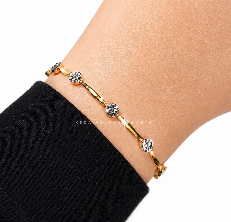 Merchant9 Rantai Tangan Aurelie Bamboo Circle Chrome L:0.4CM