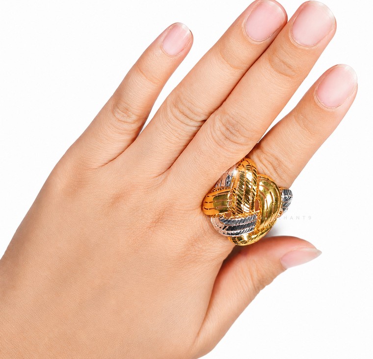 Merchant9 Cincin Emas Tocang Silang Kerawang 2C L:2.7CM