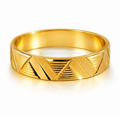 Merchant9 Cincin Emas Belah Rotan Zig Zag Stripe Padu L:0.4CM