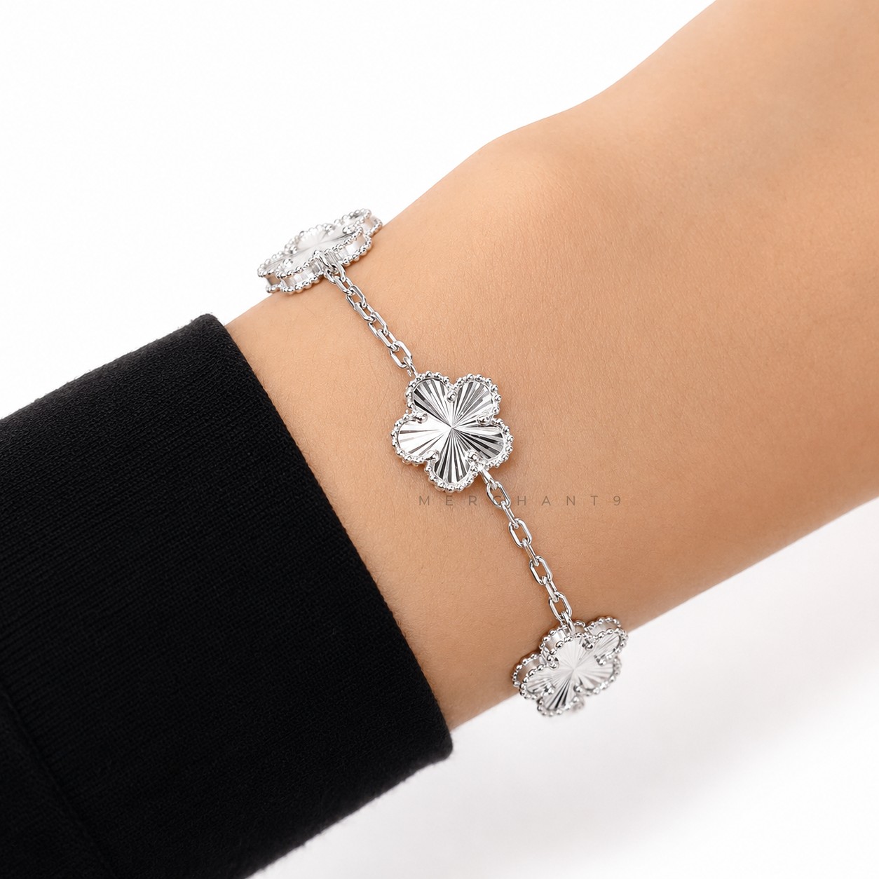 Merchant9 Rantai Tangan Sauh Sakura Flower 5 Chrome L:1.1CM
