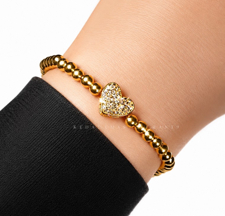 Merchant9 Rantai Tangan Pearl Love Permata L:1.2CM