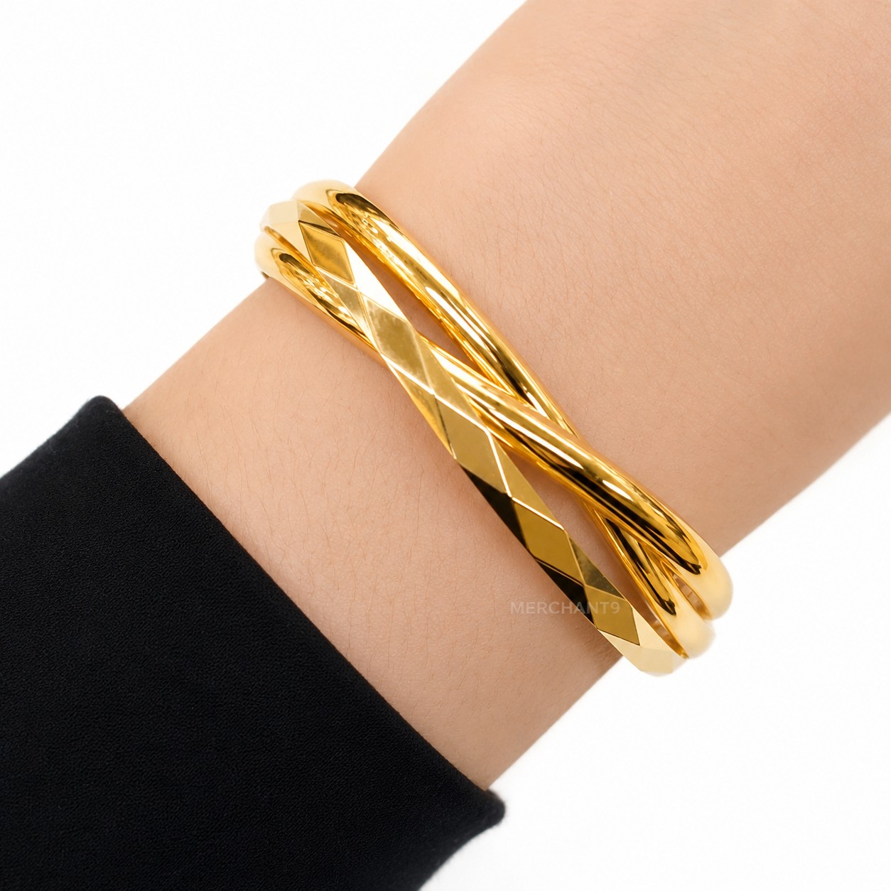 Merchant9 Gelang Silang 3 Layer Polish L:1.1CM