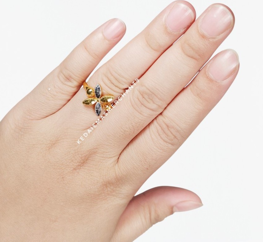 Merchant9 Cincin Emas Bunga Tanjung Honey Kerawang 2C L:1CM
