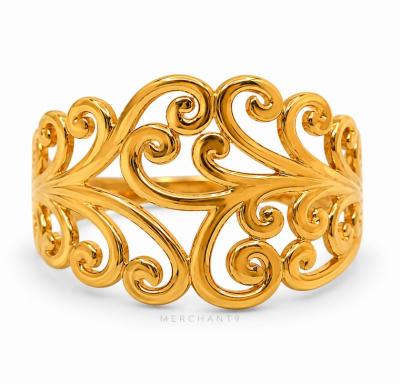 Merchant9 Cincin Emas Kerawang Fern L:1.4CM