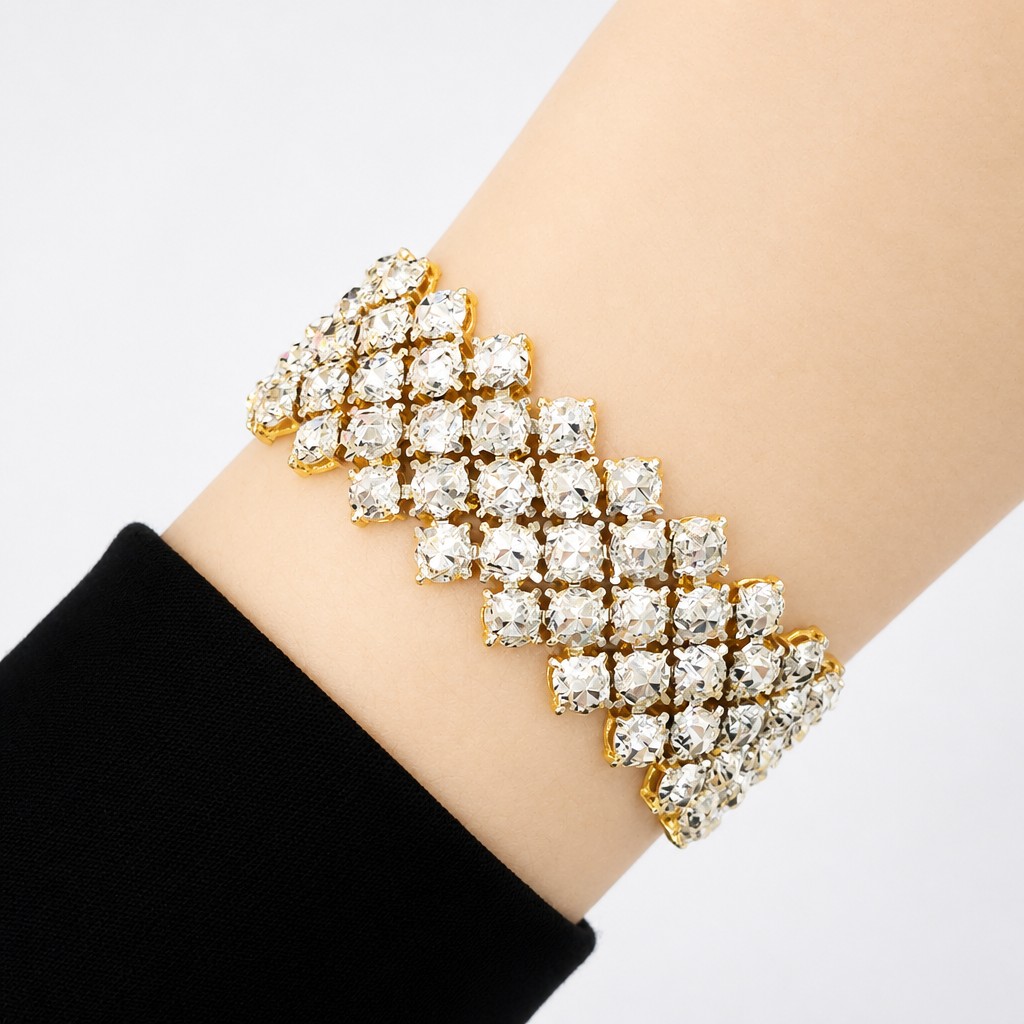 Merchant9 Rantai Tangan Louise Diamond Cut 3 Layer L:1.9CM (KLIP PETAK)