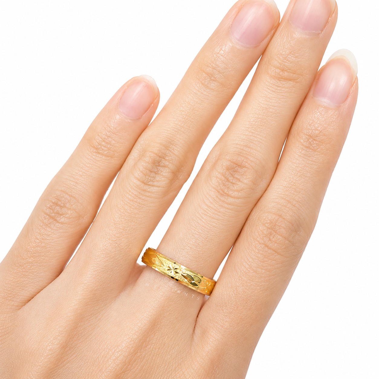 Merchant9 Cincin Emas Belah Rotan Leaf Star Pasir L:0.35CM