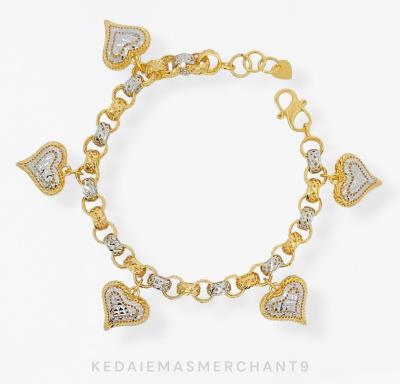 Merchant9 Rantai Tangan Kendi Kerawang Gantung Love Chrome L:0.8CM