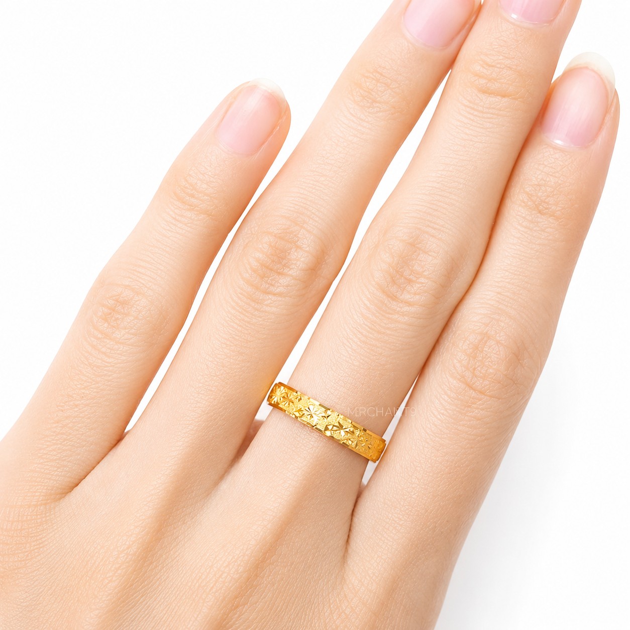 Merchant9 Cincin Emas Belah Rotan Star Dot Pasir L:0.35CM