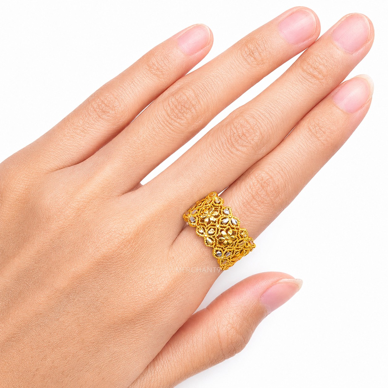 Merchant9 Cincin Emas Floral Clover 2C L:1.15CM