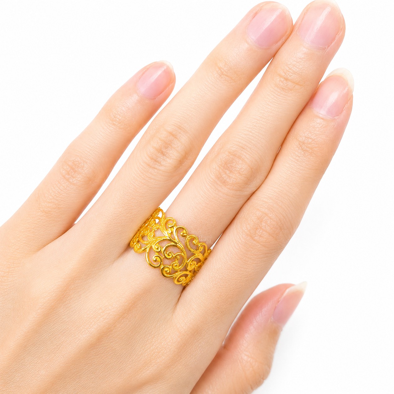 Merchant9 Cincin Emas Kerawang Fern L:1.3CM