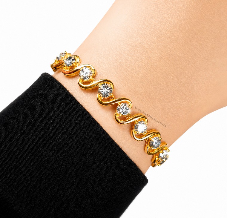 Merchant9 Rantai Tangan Louise Wave Diamond Cut 2C L:0.85CM