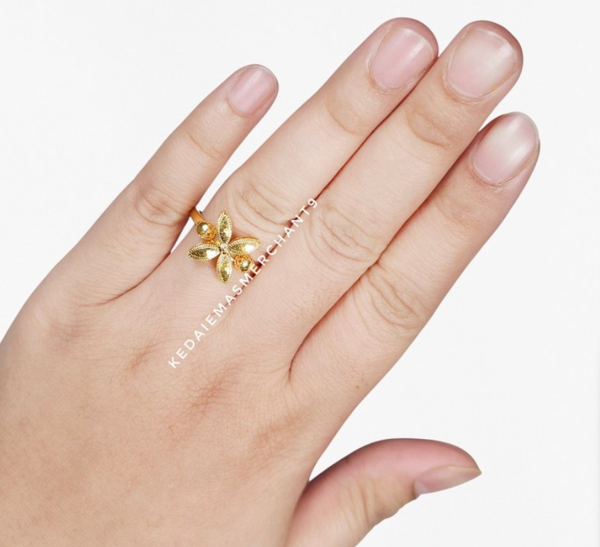 Merchant9 Cincin Emas Bunga Tanjung Honey Kerawang L:1.CM