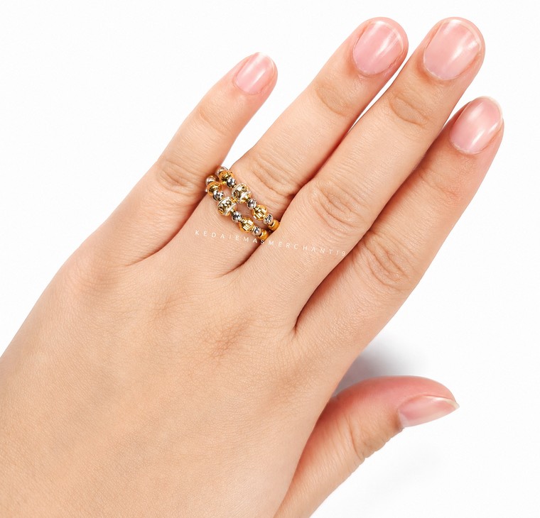 Merchant9 Cincin Emas Bubble Dot Dimensi 2 Layer 2C L:0.9CM