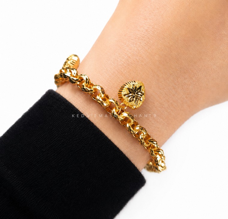 Merchant9 Rantai Tangan Kendi Dimensi Gantung Love Pasir L:0.55CM