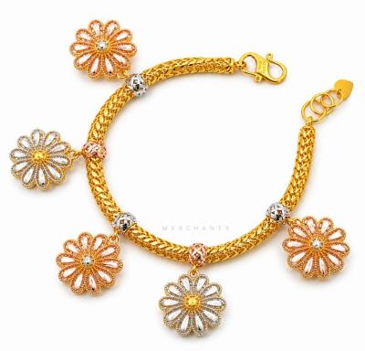 Merchant9 Rantai Tangan Snake Skin Gantung Bunga Kerawang 3C