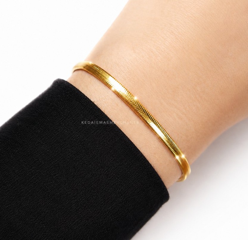 Merchant9 Rantai Tangan Snake Skin Polish L:0.4CM