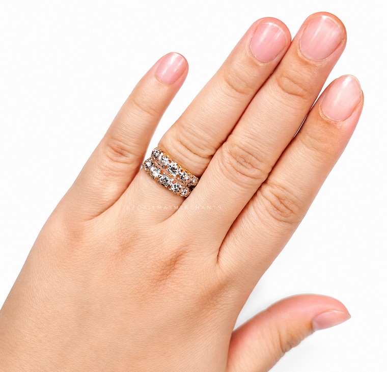 Merchant9 Cincin Emas Roti Bun Diamond Cut Double Layer L:0.85CM