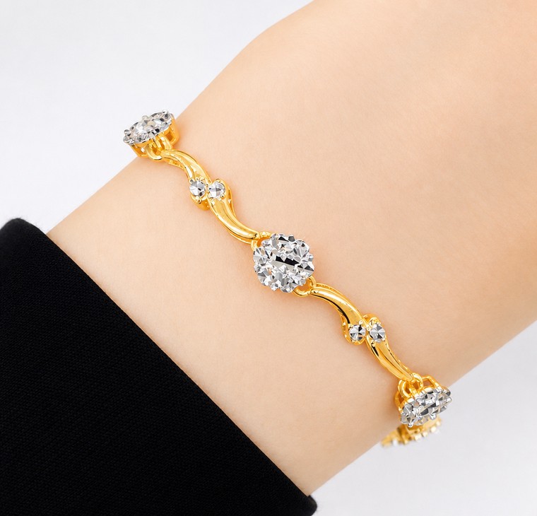 Merchant9 Rantai Tangan Wave Moon Diamond Cut 2C L:0.6CM