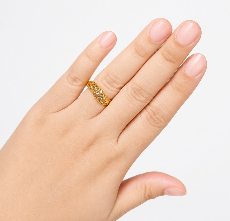 Merchant9 Cincin Emas Leaf Kerawang L:0.6CM