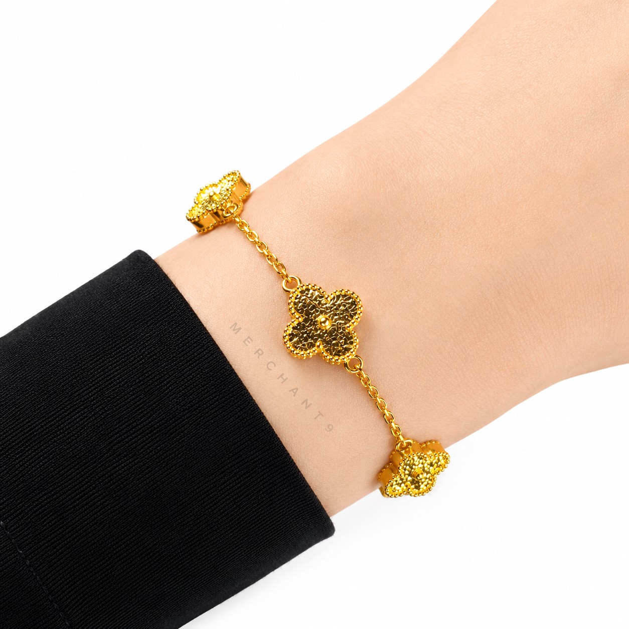 Merchant9 Rantai Tangan Sauh Leona VC 5 Clover L:1.1CM