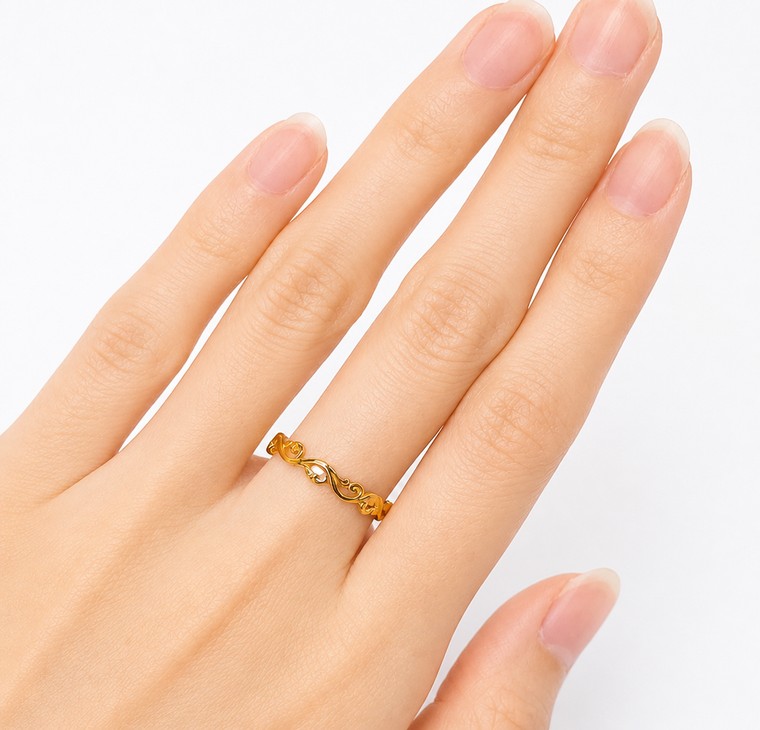 Merchant9 Cincin Emas Vinea Leaf Polish Minimalist FULL L:0.3CM