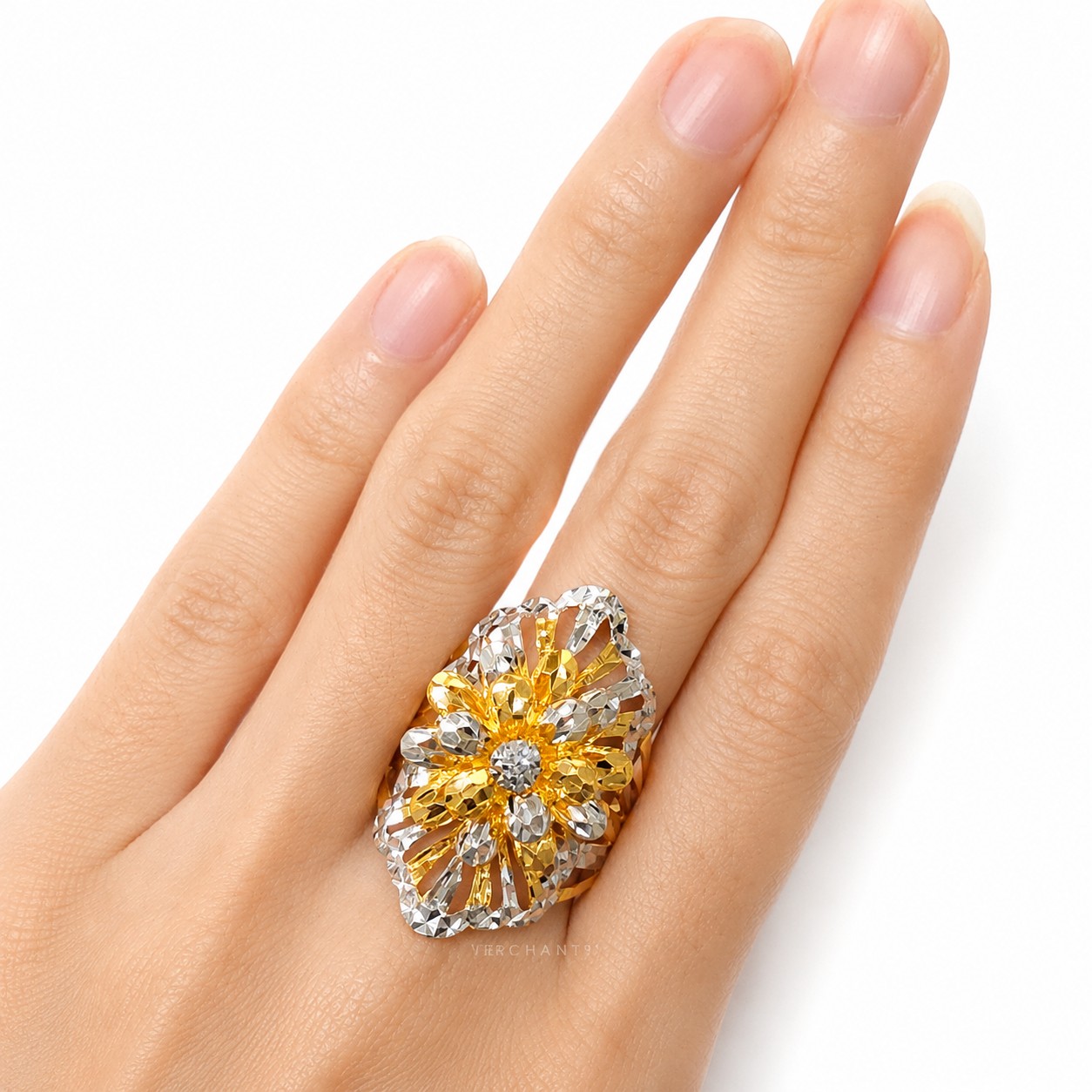 Merchant9 Cincin Emas Bunga Pulasan Kerawang 2C L:3.3CM