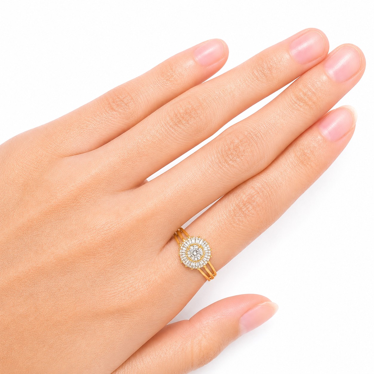 Merchant9 Cincin Emas Sunflower Permata 3 Layer L:0.8CM