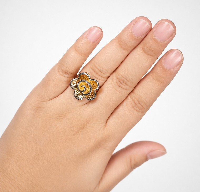 Merchant9 Cincin Emas Bunga Kerawang 2C L:2CM