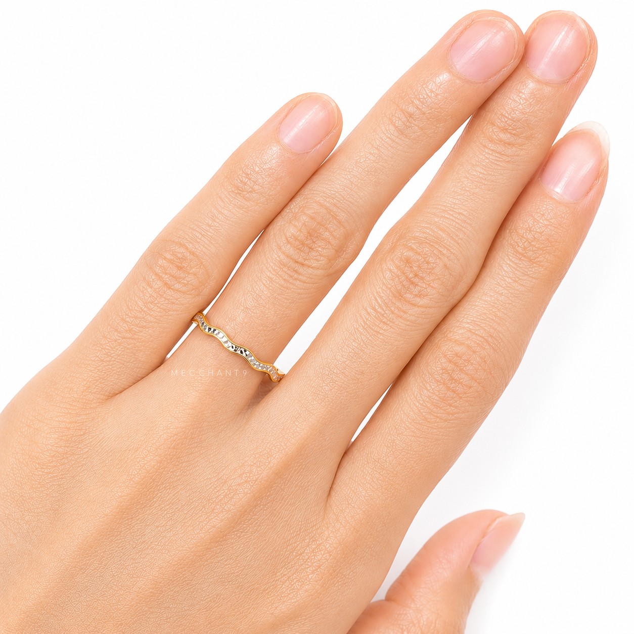 Merchant9 Cincin Emas Minimalist Wave Diamond Cut 2C