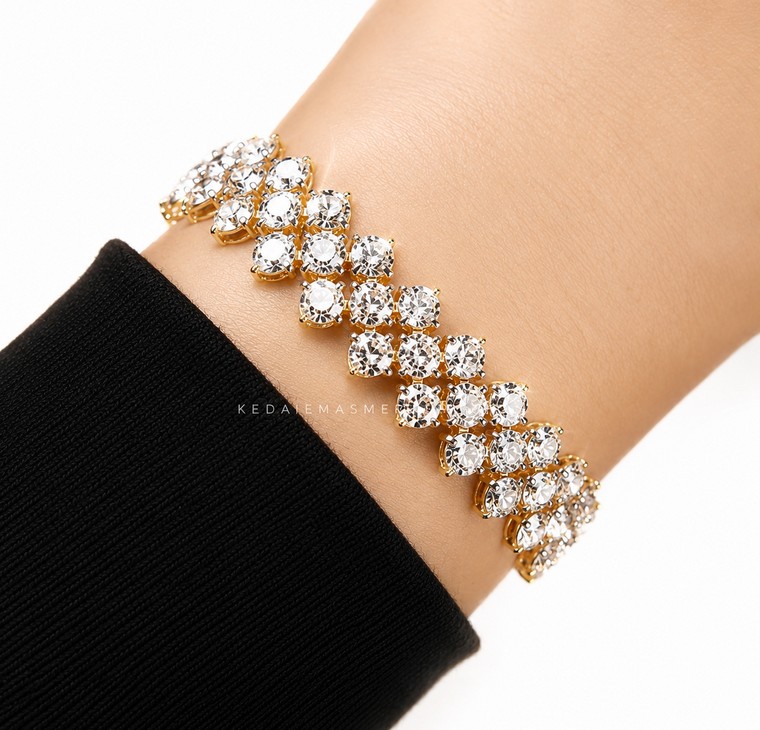Merchant9 Rantai Tangan Louise Diamond Cut 3 Layer L:1.2CM (KLIP PETAK)