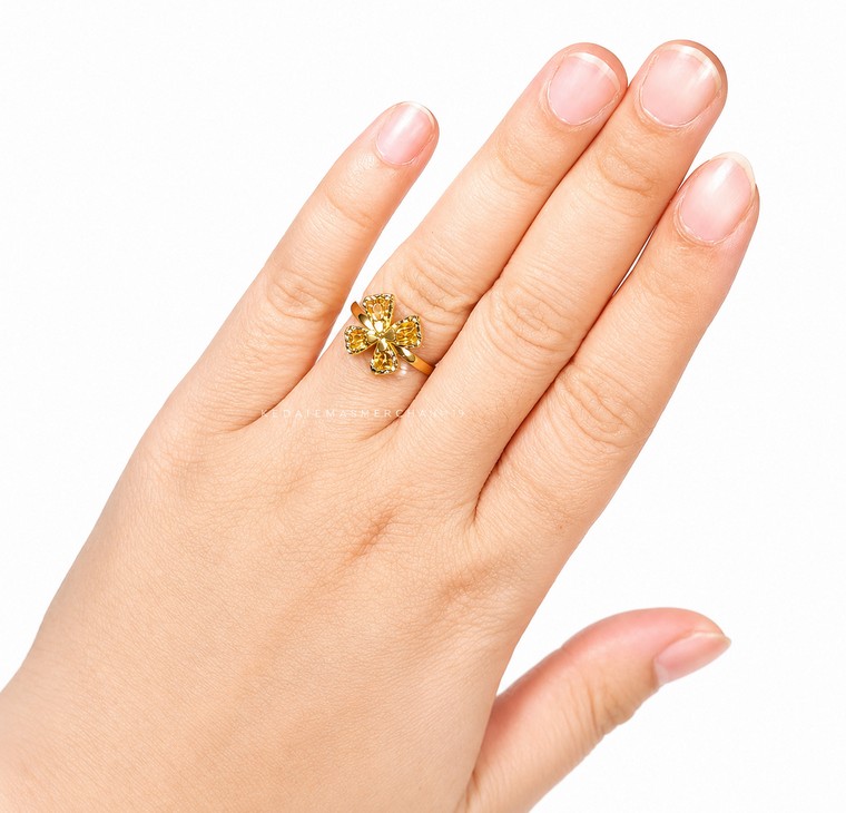 Merchant9 Cincin Emas Bunga Spinal Kerawang 2C